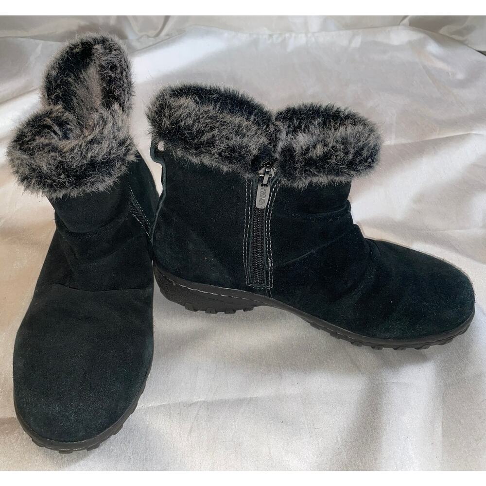 Khombu Suede All Weather Booties - Size Women's 7M - With Faux Fur - Little Wear - Picture 2 of 10